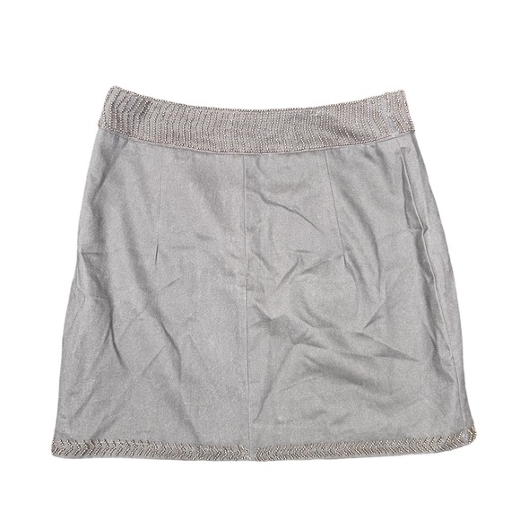 Bebe Dark Green with Gold Embellished Embroidered Mini Skirt Size 6 NWT - Picture 6 of 8